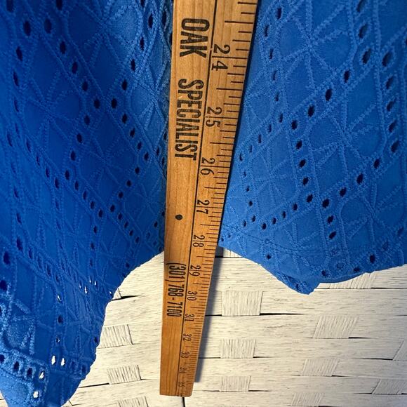 Ruby Rd women’s blouse, embroidered eyelet ruffle sleeve V-neck bohemian hippie - Picture 6 of 9